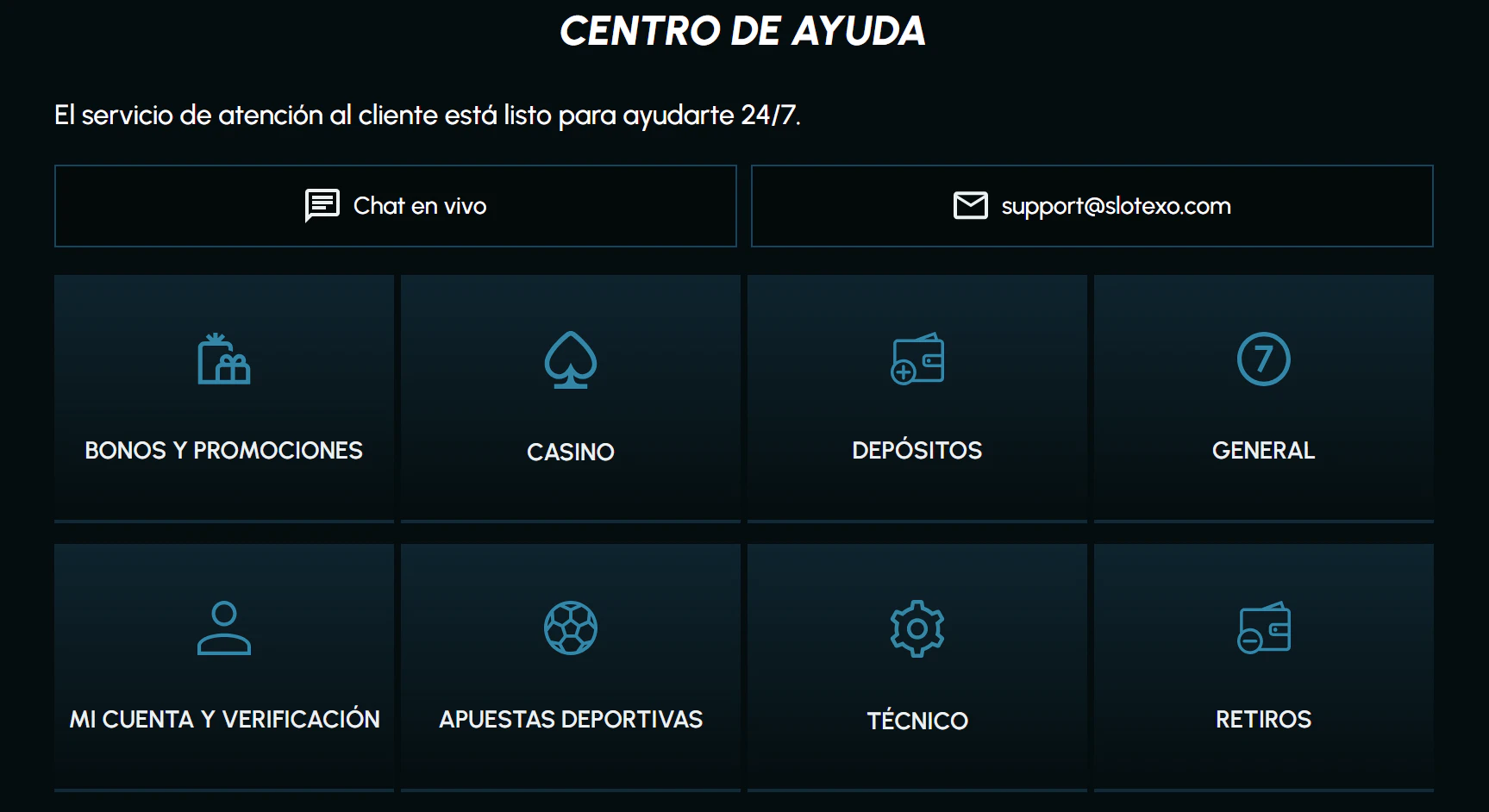 Slotexo: canales de atención al cliente